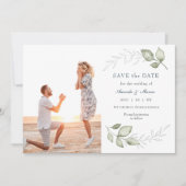 Eenvoudige elegante groene foto Save the Date Kaart (Voorkant)