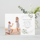 Eenvoudige elegante groene foto Save the Date Kaart (Staand voorkant)