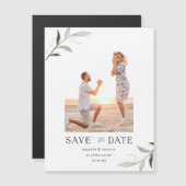 Eenvoudige Elegante Groene Foto Sla de Datummagnee (Voorkant / Achterkant)