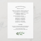 Eenvoudige Elegante Groene Huwelijksprogramma's Programmakaart (Achterkant)