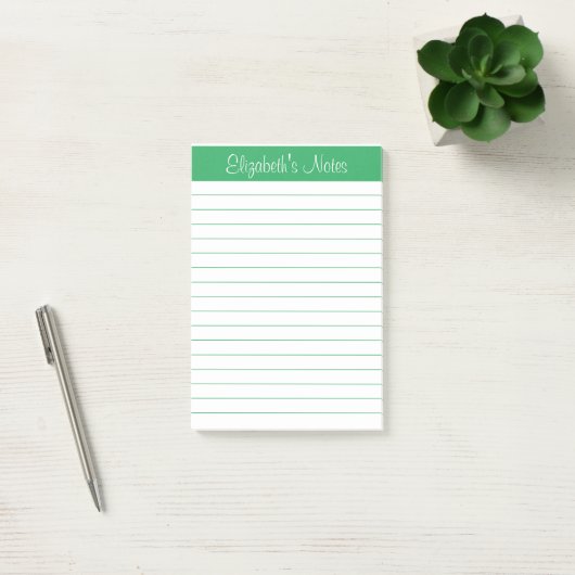 Eenvoudige elegante groene naam op maat post-it® notes (Kantoor)