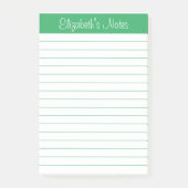 Eenvoudige elegante groene naam op maat post-it® notes (Voorkant)