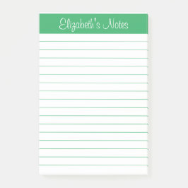 Eenvoudige elegante groene naam op maat post-it® notes