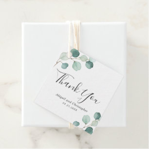 Eenvoudige Elegante Groene Planten Rustieke Eucaly Bedankjes Labels