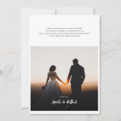 Eenvoudige elegante handgeschreven foto bruiloft bedankkaart (Achterkant)