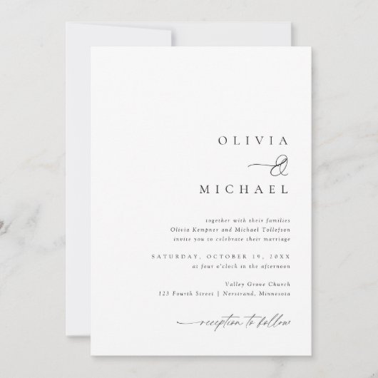Eenvoudige elegante handschrift bruiloft kaart (Voorkant)