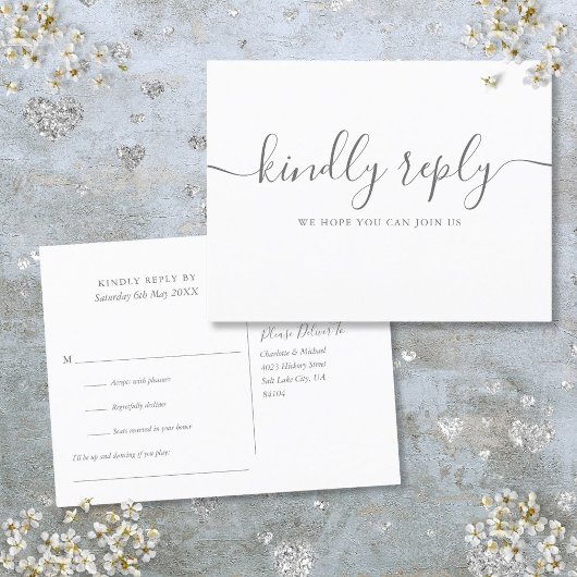 Eenvoudige Elegante Handtekening Script RSVP Uitnodiging Briefkaart