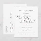 Eenvoudige Elegante Handtekening Script Save the D Aankondigingskaart (Voorkant / Achterkant)