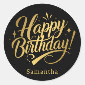 Eenvoudige elegante Happy Birthday Ronde Sticker (Voorkant)