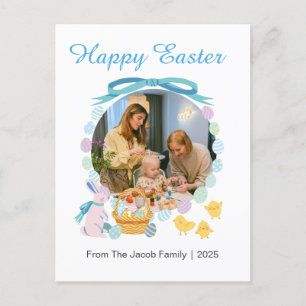Eenvoudige Elegante Happy Easter familie één foto Feestdagenkaart