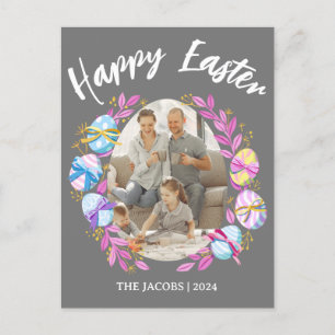 Eenvoudige Elegante Happy Easter familie één foto Feestdagenkaart