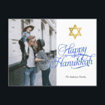 Eenvoudige elegante Happy Hanukkah familiefoto Briefkaart<br><div class="desc">Eenvoudig elegant Happy Hanukkah familiefoto-Briefkaart</div>