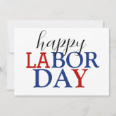 Eenvoudige Elegante Happy Labor Day Rood Wit Blauw (Voorkant)