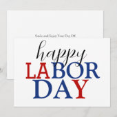 Eenvoudige Elegante Happy Labor Day Rood Wit Blauw (Voorkant / Achterkant)