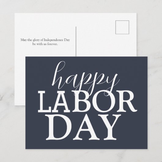 Eenvoudige Elegante Happy Labor Day Rood Wit Blauw Briefkaart (Voorkant / Achterkant)