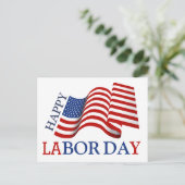 Eenvoudige Elegante Happy Labor Day Rood Wit Blauw Briefkaart (Staand voorkant)