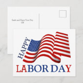 Eenvoudige Elegante Happy Labor Day Rood Wit Blauw Briefkaart (Voorkant / Achterkant)