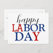 Eenvoudige Elegante Happy Labor Day Rood Wit Blauw Briefkaart (Voorkant / Achterkant)