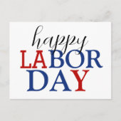 Eenvoudige Elegante Happy Labor Day Rood Wit Blauw Briefkaart (Voorkant)
