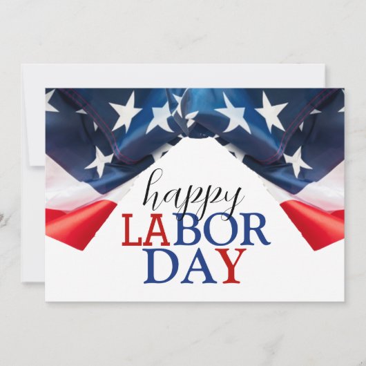 Eenvoudige Elegante Happy Labor Day Rood Wit Blauw Feestdagenkaart (Voorkant)