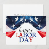 Eenvoudige Elegante Happy Labor Day Rood Wit Blauw Feestdagenkaart (Voorkant / Achterkant)