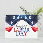 Eenvoudige Elegante Happy Labor Day Rood Wit Blauw Feestdagenkaart (Staand voorkant)