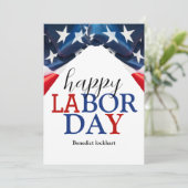 Eenvoudige Elegante Happy Labor Day Rood Wit Blauw Feestdagenkaart (Staand voorkant)