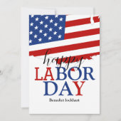 Eenvoudige Elegante Happy Labor Day Rood Wit Blauw Feestdagenkaart (Voorkant)