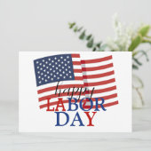 Eenvoudige Elegante Happy Labor Day Rood Wit Blauw Feestdagenkaart (Staand voorkant)