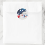 Eenvoudige Elegante Happy Labor Day Rood Wit Blauw Ronde Sticker (Tas)