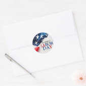 Eenvoudige Elegante Happy Labor Day Rood Wit Blauw Ronde Sticker (Envelop)