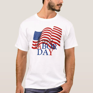 Eenvoudige Elegante Happy Labor Day Rood Wit Blauw T-shirt