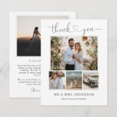 Eenvoudige Elegante Hart Trouwfoto Dank u kaart (Voorkant / Achterkant)