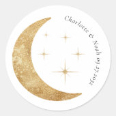 Eenvoudige elegante hemelse gouden maan sterren br ronde sticker (Voorkant)