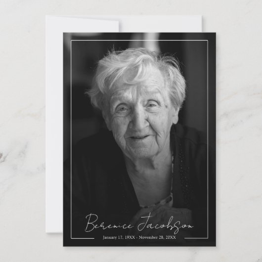 Eenvoudige elegante herdenkingsdienst begrafenis kaart (Voorkant)