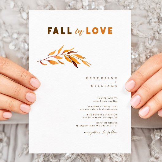 Eenvoudige elegante Herfst in liefde: herfst witte Kaart