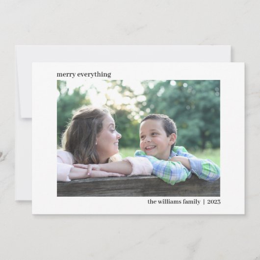 Eenvoudige elegante horizontale kerstfotokaart feestdagenkaart (Voorkant)