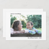 Eenvoudige elegante horizontale kerstfotokaart feestdagenkaart (Voorkant / Achterkant)