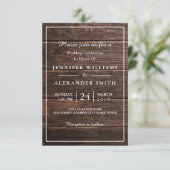 Eenvoudige elegante houten bruiloft uitnodiging (Staand voorkant)