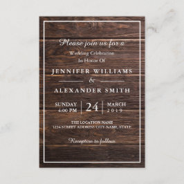 Eenvoudige elegante houten bruiloft uitnodiging