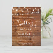 Eenvoudige elegante houten rustieke bruiloft uitno kaart (Staand voorkant)