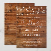 Eenvoudige elegante houten rustieke bruiloft uitno kaart (Voorkant / Achterkant)