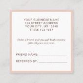 Eenvoudige elegante huidroze aanbevelingskaartje (Achterkant)