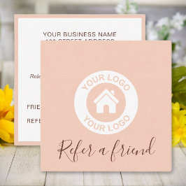 Eenvoudige elegante huidroze aanbevelingskaartje