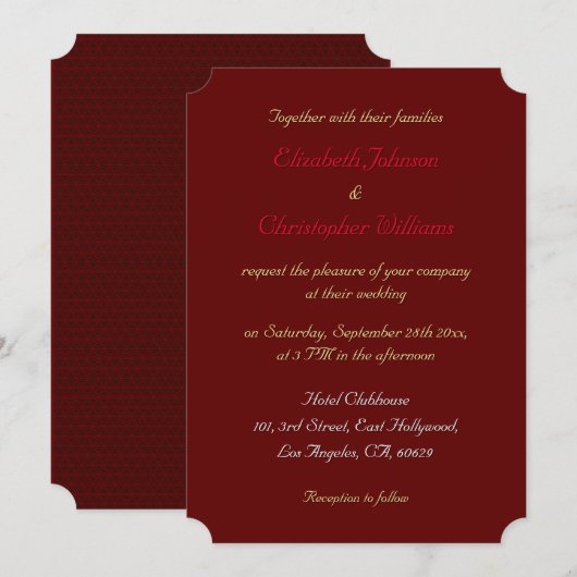 Eenvoudige Elegante Huwelijksuitnodiging Kaart (Voorkant / Achterkant)