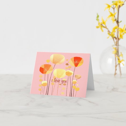 EENVOUDIGE ELEGANTE "IK HOU VAN JE" BOHO BLOEMIGE  KAART (Gele Bloem)