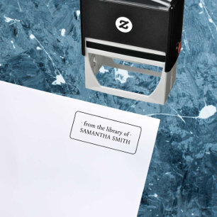 EENVOUDIGE ELEGANTE INGELIJSTE NAAM BOOKPLATE LIBR  ZELFINKTENDE STEMPEL