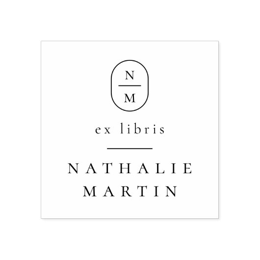 Eenvoudige Elegante Initialen Ex Libris Monogram B Rubberstempel (Afrduk)