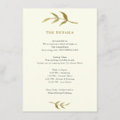 Eenvoudige elegante ivoor en gouden bruiloft detai informatiekaartje (Voorkant)