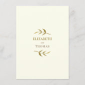 Eenvoudige elegante ivoor en gouden bruiloft detai informatiekaartje (Achterkant)